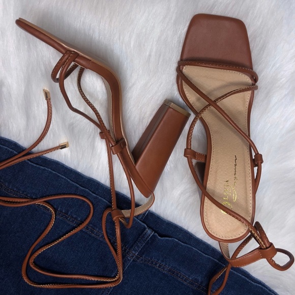 Lace up brown/tan block heels!! Just in time for spring break ☀️😍 - Picture 11 of 12